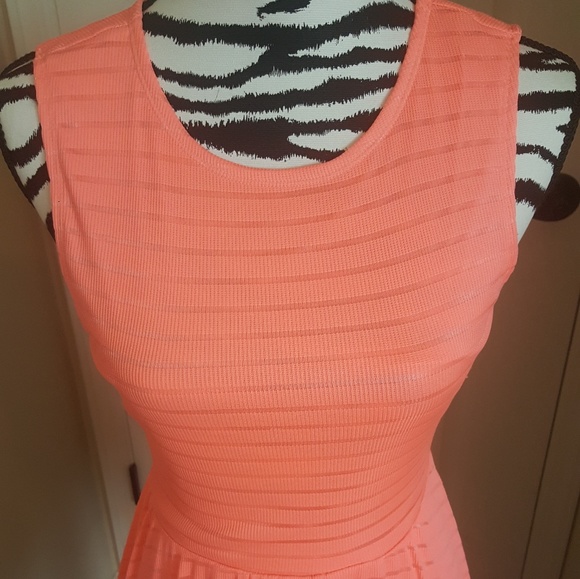 Forever 21 Coral Pleated Mini Dress - Picture 2 of 5